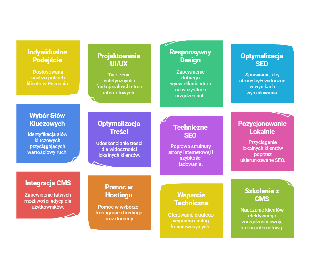 Na zdjęciu elementy, które składają się na tworzenie stron WWW. Zielona Góra to miasto, gdzie trzeba podejść do tego kompleksowo.