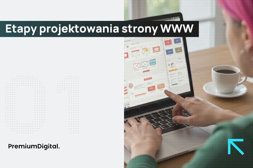 Na zdjęciu projektanta przechodzi przez etapy projektowania strony internetowej.