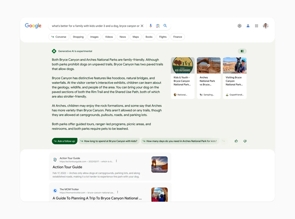 Search generative Experience w Search Labs, czyli AI Overviews we wczesnej fazie testów.