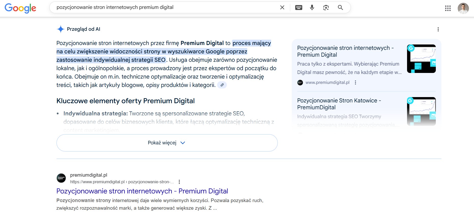 Na zdjęciu przykładowe wyniki w Google AI Overviews w wyszukiwarce Google.