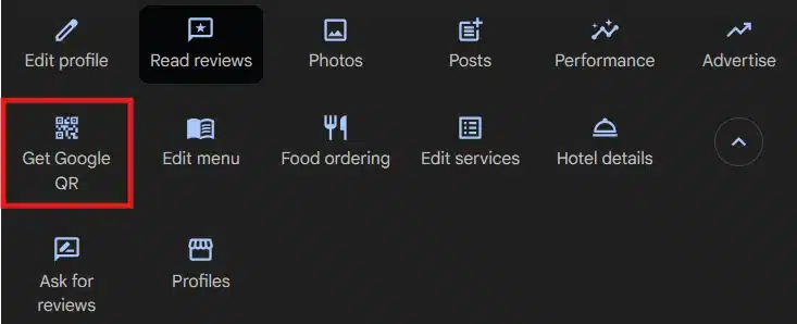 Nowa funkcja "Get Google QR Code" testowana w Google Business Profile.